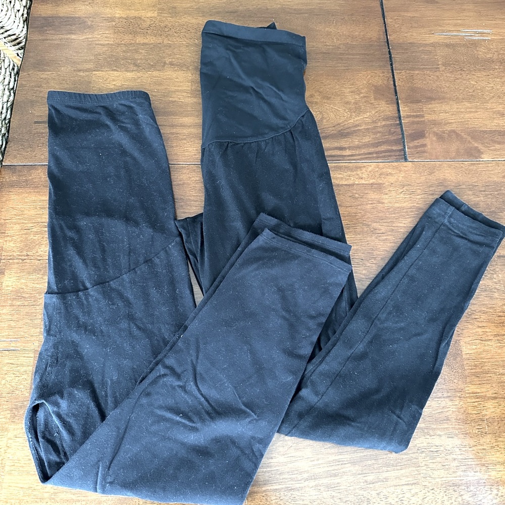 Set of two cotton black maternity leggings